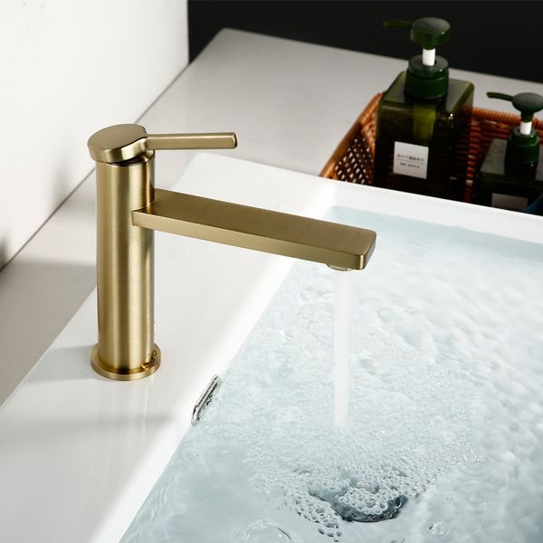 

golden brass basin faucet all copper and cold faucet matte brushed gold washbasin