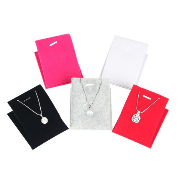 

solid velvet jewelry display stand necklace showcase holder pendant, long chain handing organizer (necklace tray, Pink;blue