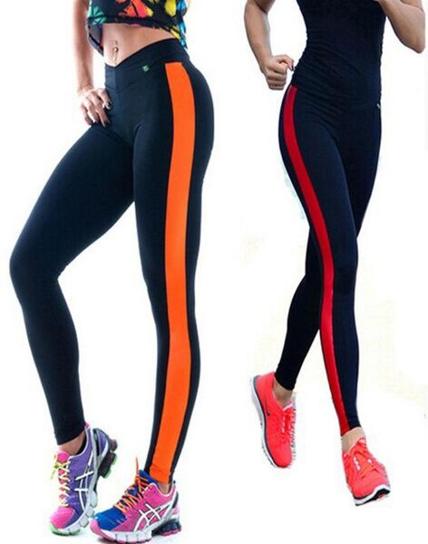 

new arrival 5 colours women yoga running pants fitness pants high waist side patchwork female sport 4 sizes ing, Black;blue