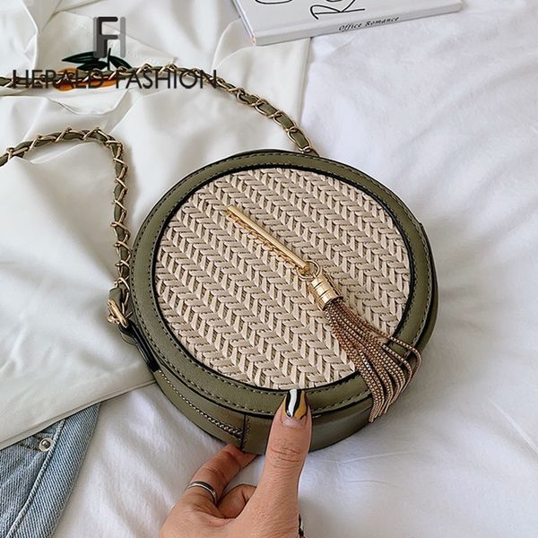 

вестник моды ретро цепи круглый женщин сумки на ремне, лето пляж сумка качество кожи круговая женский коммуникатор crossbody сумка sac