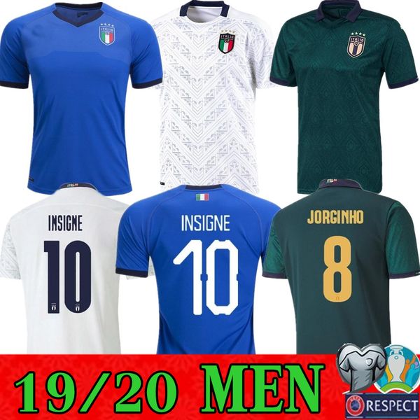 

2019 2020 italy soccer jersey away home barella sensi insigne 19 20 european cup renaissance chiellini belotti football shirts men kids, Black;yellow