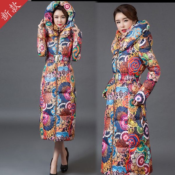 

2019 winter women parkas thicking snow wear warm jackets coat ladies slim jacket long coat printing down cotton outerwear, Tan;black