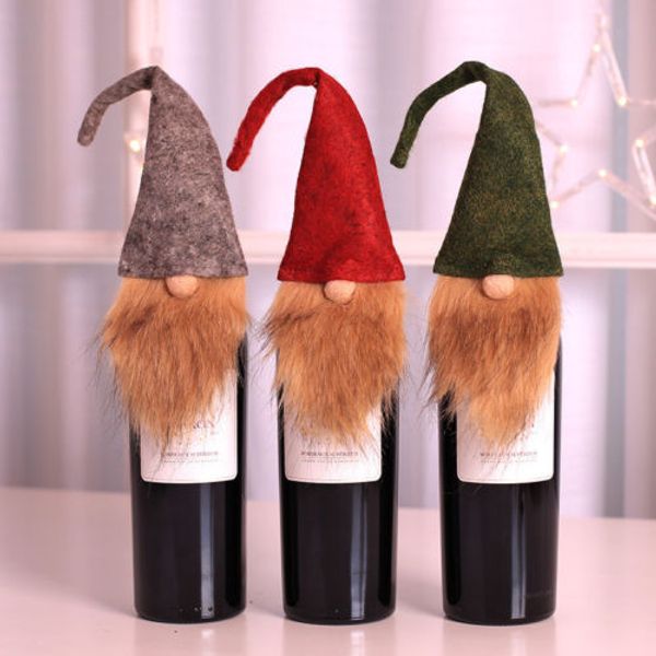 

2018 christmas accessories set wine bottle cover santa doll family dinner decor