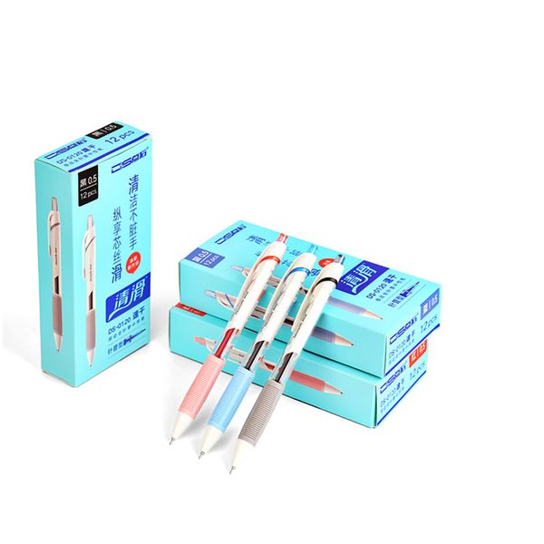 

12 pcs/lot black/blue/green/red ink ballpoint pen for writing 0.5mm plastic promotional pens school supplies stationery, Blue;orange