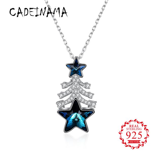 

cadeinama christmas tree 925 sterling silver pendant necklace austrian crystal charms gemstone chokers jewelry star gift women