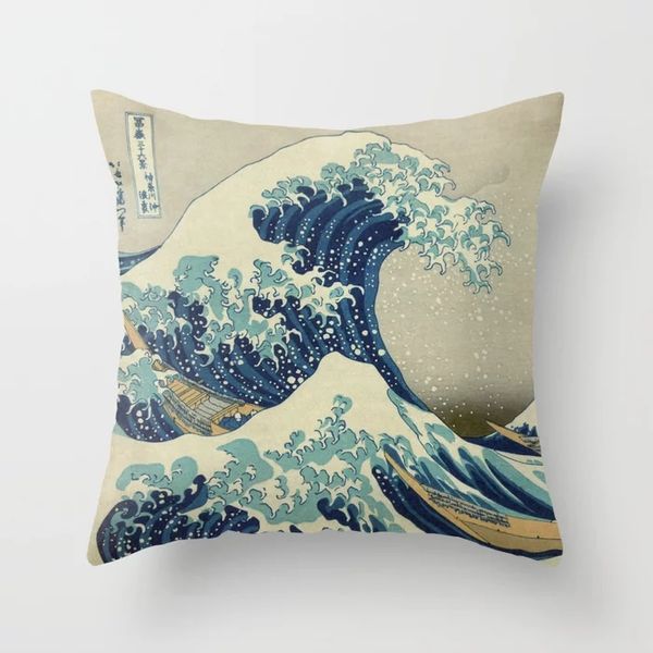 

fashion great wave off kanagawa ukiyoe cool square vintage special cover zipper throw pillowcase unique pillow sham pillow case