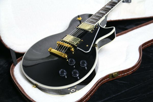 

2stock lp custom electric guitar black color gold hardware grover