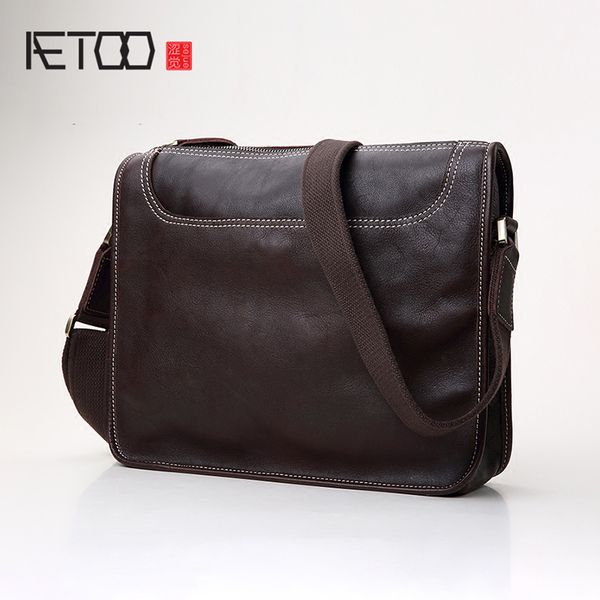 

aetoo single shoulder bag leather male bag oblique cross retro casual horizontal men