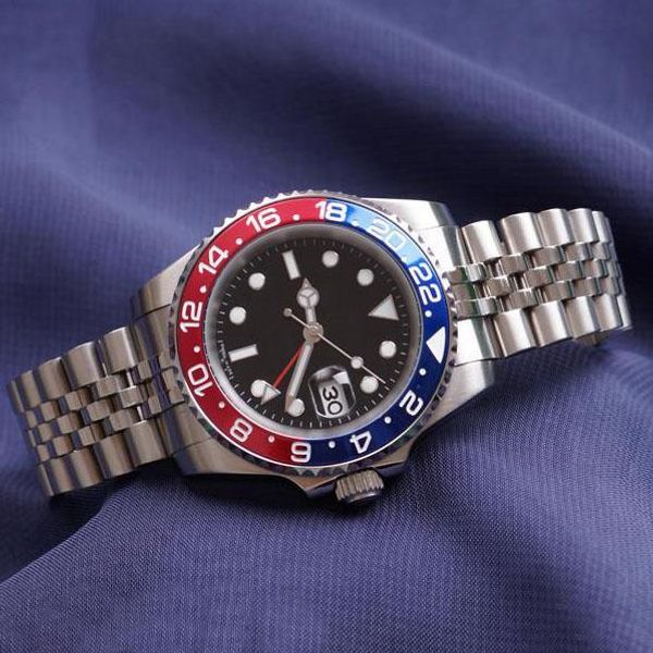 

2020 role new modell luxury mens watches basel red blue pepsi automatic luxury mens watches luminous business waterproof 30m wristwatch, Slivery;brown