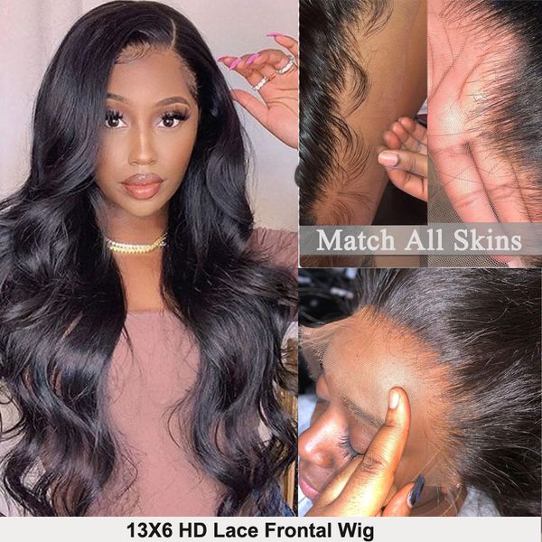 

13x6 lace front human hair wigs pre plucked peruvian body wave wigs for black women hd transparent lace wigs