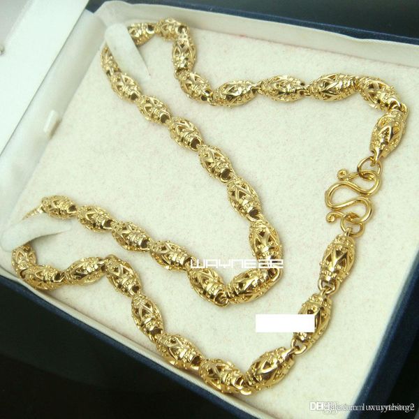 

n300- 50cm length18k gold filled cool hollow chain men necklace 7mm, Silver
