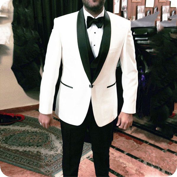 

formal white groom tuxedos suit man blazer jacket men suits for wedding 3piece costume mariage homme shawl lapel slim fit terno masculino, Black;gray