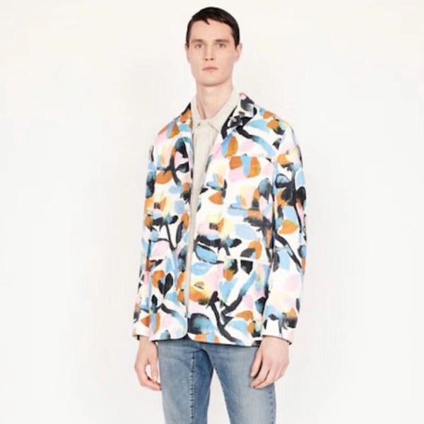 

20ss полная печать цветов куртки color matching vintage короткие куртки мужчины женщины повседневная обрезанное пальто спорта tooling outwea, Black;brown