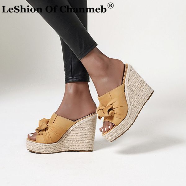 

eur size 34-43 wedges slippers women ladies sole platforms sandals woman summer slides sweet bow female beach flip flops, Black