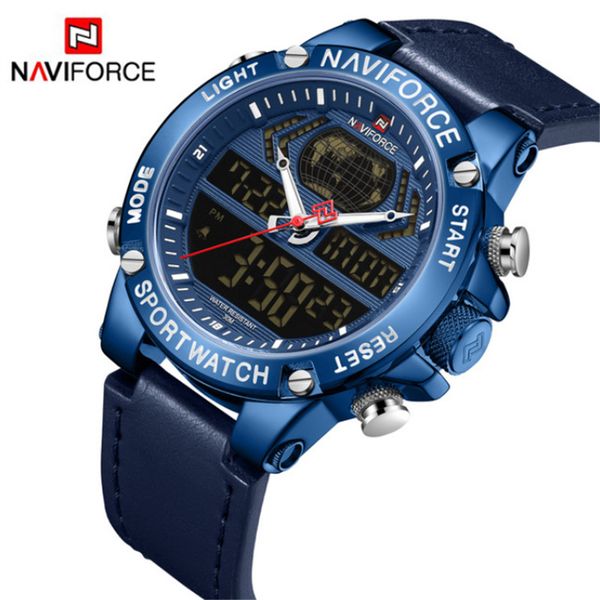 

naviforce brand men's watch luxury dual display mens business male watch men's wrist watches mens luxury watches 9164, Slivery;brown