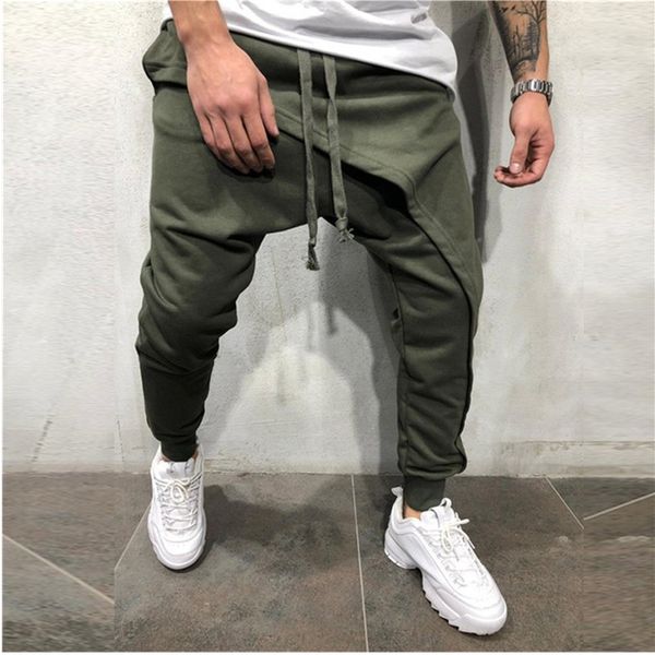 

2019 new layered jogging pants hip hop jogger pants slim casual sports drawstring trousers gym running men, Black;blue