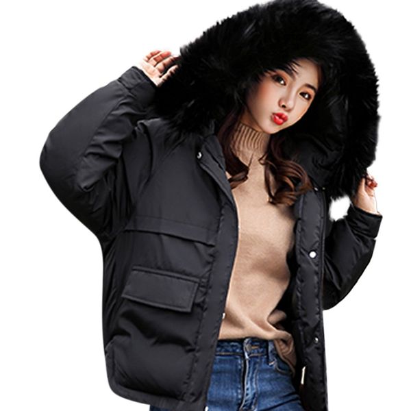 

2019 real new arrival down jacket winter jacket women single full slim hair cotton-padded clothes ladies big coat 10, Tan;black