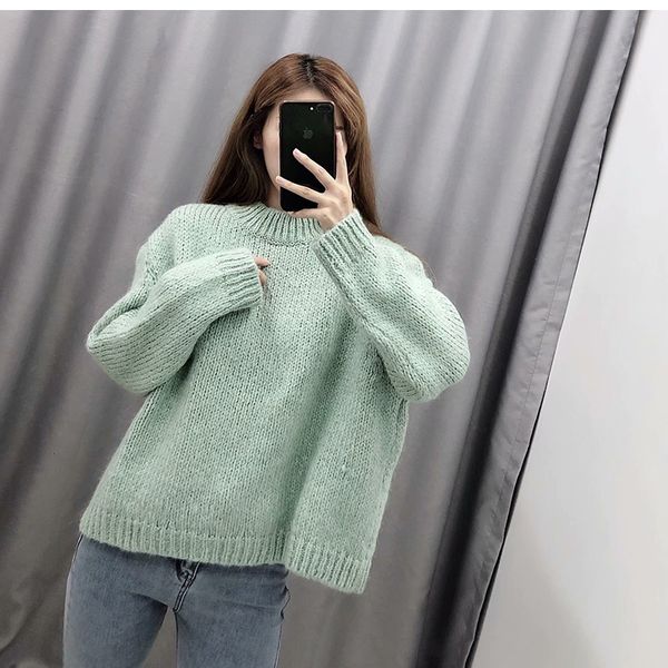 

свитера мода 2019 женщин зимней одежды сплошного цвет свободный с длинными рукавами рождественского свитер пуловер вязать harajuku водолазка, White;black