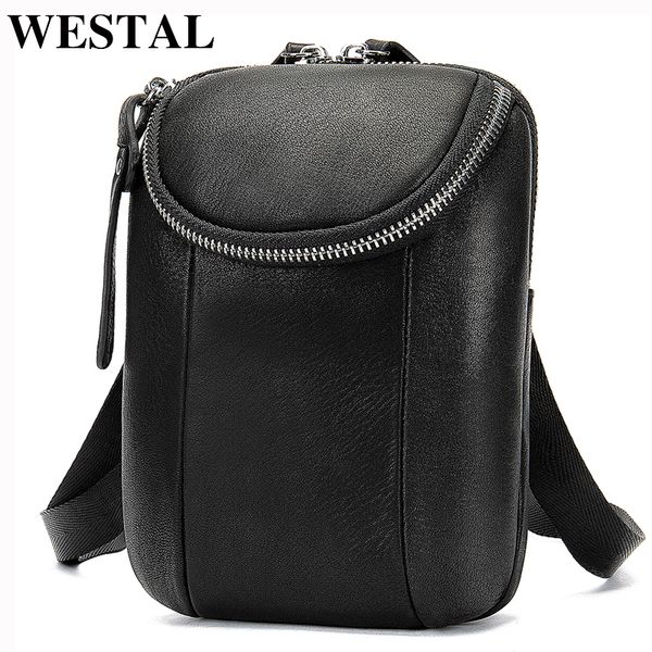 

westal men's small crossbody messenger bag men genuine leather men's shoulder bags for cell phone bag belt waist packs for men