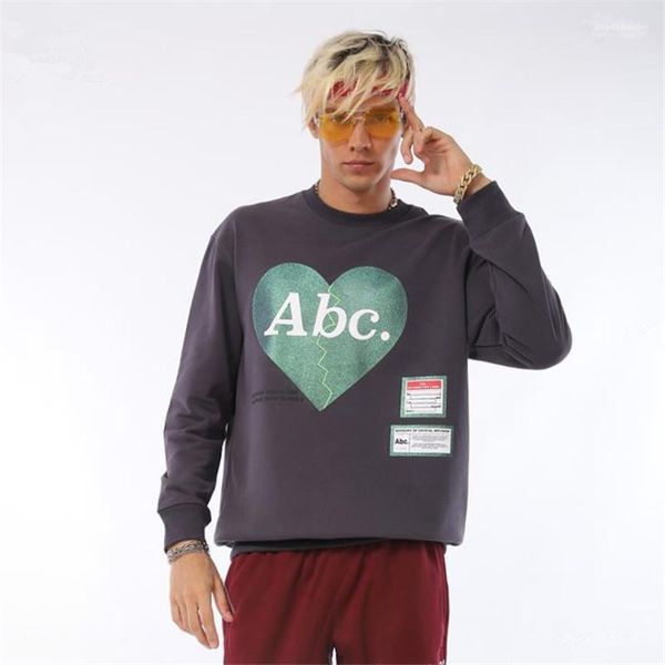 

street style casual cloth mens long sleeve tshirt fashion letter print heart spring and autumn, White;black
