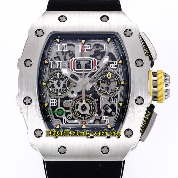 

6 стиль kv top версия rm11-03rg титан металлический корпус skeleton дата циферблатом flyback chrono 7750 автоматические мужские 11-03 watch, Slivery;brown