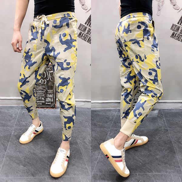 

summer new explosion track pants men fashion casual nine pants man streetwear trend wild hip hop loose joggers sweatpants, Black