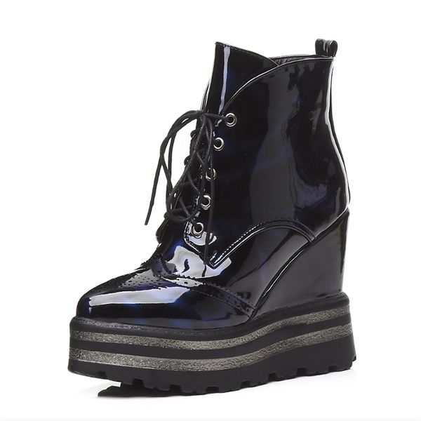 

Women Boots Winter Platform Wedge Heels Ankle Boots Zip Female High Heel Boots Autumn Platform Shoes