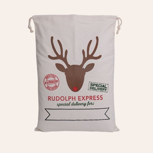 

сумка холст сочельник санта мешок мешок drawstring большой decor украшения партии xmas олени подарочные хранение supplies дети дети