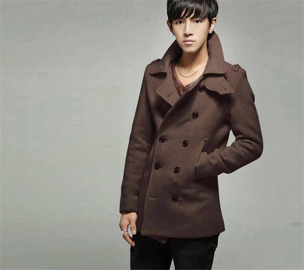 

Designer Mens Trench Coat Slim Solid Color Mens Long Outwear Fashion Cardigan Lapel Neck Wool Coats Casual Clothing