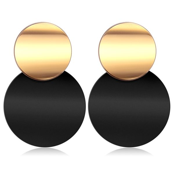 

x&p statement unique matte black acrylic drop earrings for women korean gold metal round dangle earrings 2019 fashion jewellery, Silver