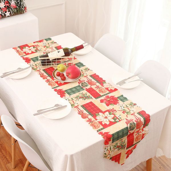 

1pc 178x35cm christmas series printing table runner for home party decoration