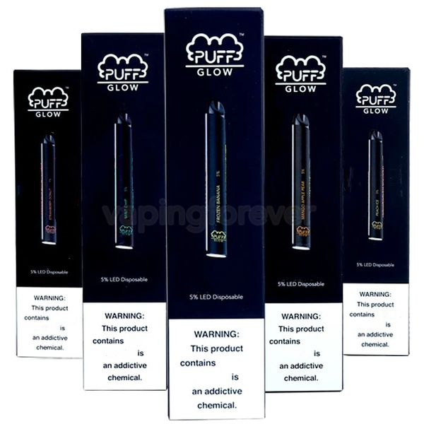 

Newest PUFF BAR GLOW Disposable Device Pods Pre-filled LED Light Starter Kit 280mAh Battery 1.4ml Cartridge Vape Pen With Security Code