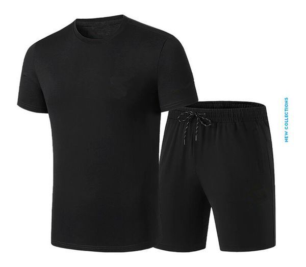 

2020 new fn9920 men t-shirt casual suits summer fitness solid tee shirt+shorts set mens o collar new 2 piece short tracksuit breathable, Gray