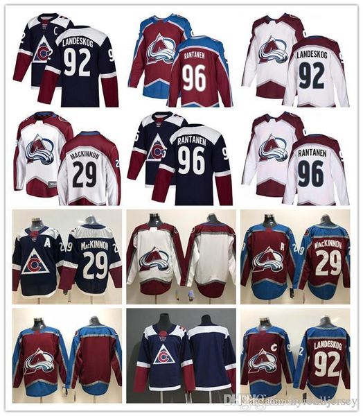 

colorado avalanche hockey jerseys 29 nathan mackinnon 92 gabriel landeskog 96 mikko rantanen hockey jersey, Black