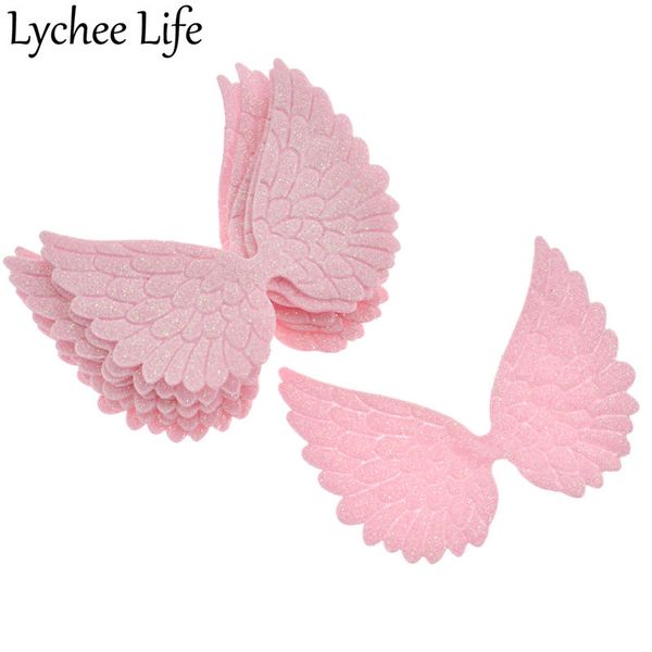 

lychee life 10pcs glitter fabric angel wings pu festive decoration diy party club home gifts cake p collection new arrival