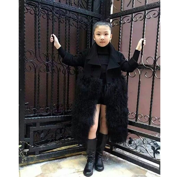 

elegant faux fur coat girl's fluffy warm long sleeve wool outerwear black chic autumn winter coat jacket hairy overcoat, Blue;gray
