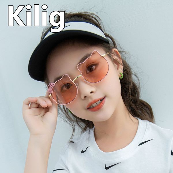 

2020 cute kids bow sunglasses cool girls boys unique ears eyewear children outing travel decoration, White;black