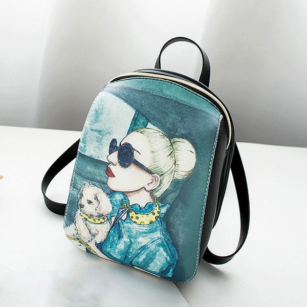 

2019 new style women's backpack pu leather shoulder handbag schoolbag rucksack floral satchel ladies fashion bags