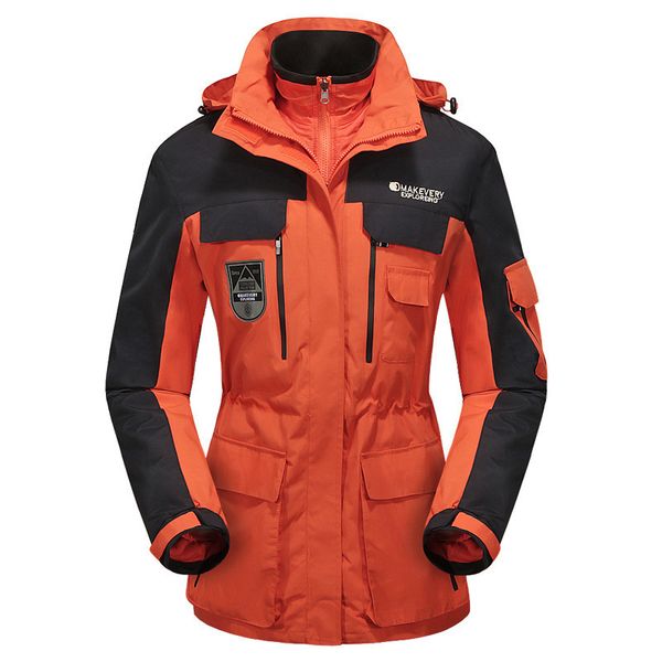 

winter couple 3 in 1 outdoor windbreaker men women camping trekking hiking warm jacket sports climbing waterproof windproof coat, Blue;black