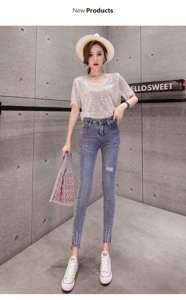 

blue cultivate one's morality stretch feet jeans are female