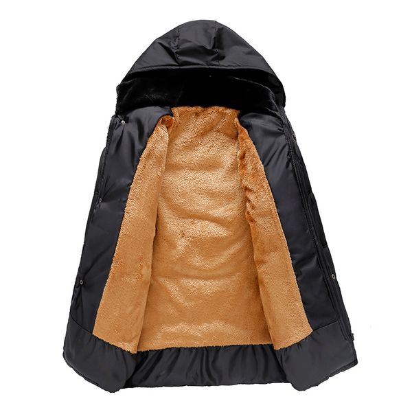

2019 brand clothing men's casual parkas long style loose fit hooded jacker parkas for older fleece winter jacket men padded 3xl, Tan;black