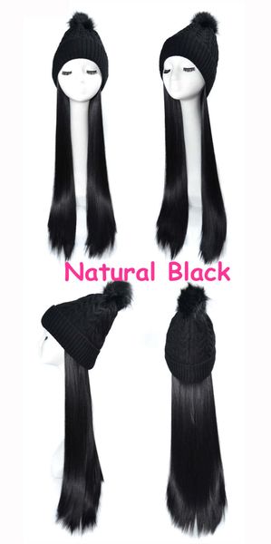 

wool caps for girls cap knitted wool hat water wave hair warms black cap knitted wool hat long synthetic hair warms for girls
