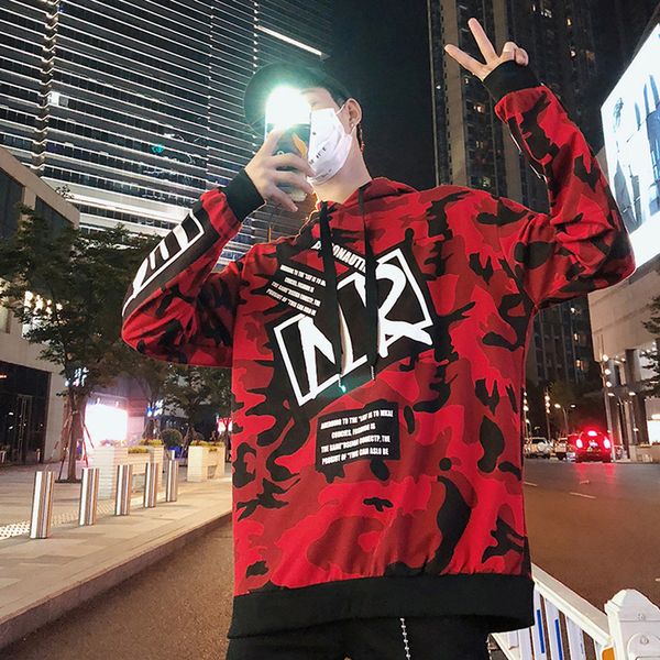 

hip hop autumn camouflage hoodie sweatshirt pullovers harajuku hoodie cotton men casual high street print streetwear hoodies, Black