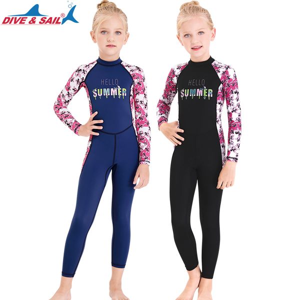 

1pc wetsuit suit swimsuit rash guard sports lycra kids girls boys sun protection one piece water up 50+ long sleeves full dive