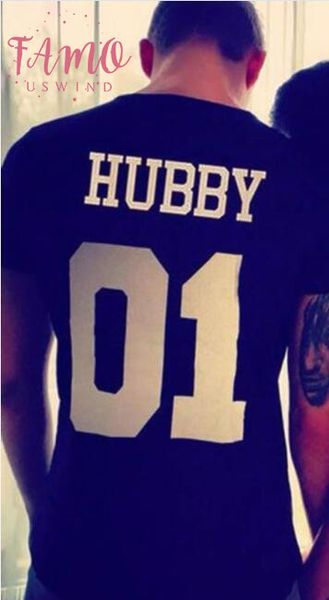 

мода hubby wifey 01 пара t shirt 2018. летние любовники t shirt женщины мужчины смешной письмо печати футболки подарки для любимых, White