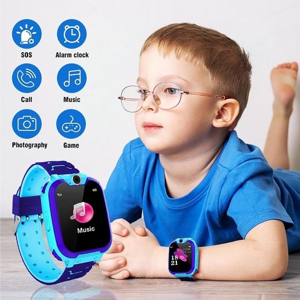 

smart watch lbs kid smartwatches baby watch for children sos call location finder locator tracker anti lost monitor camera, Blue