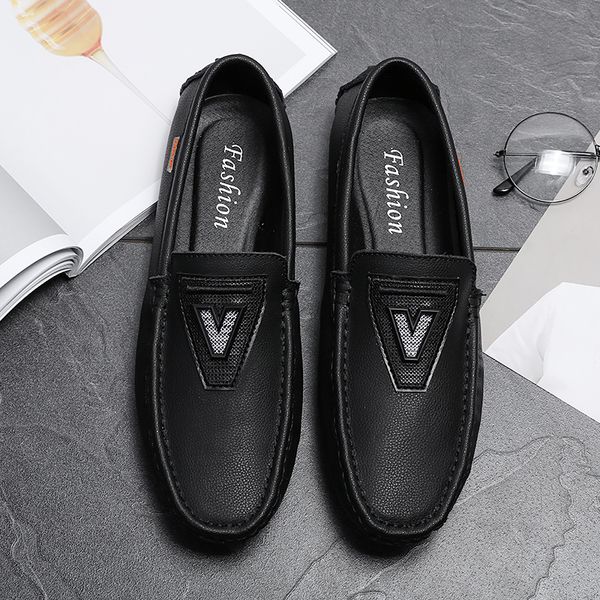 

2019 genuine leather cowhide shoes men casual driving man boy loafers zapatillas hombre zapatos de hombre slip on footwear 5900, Black