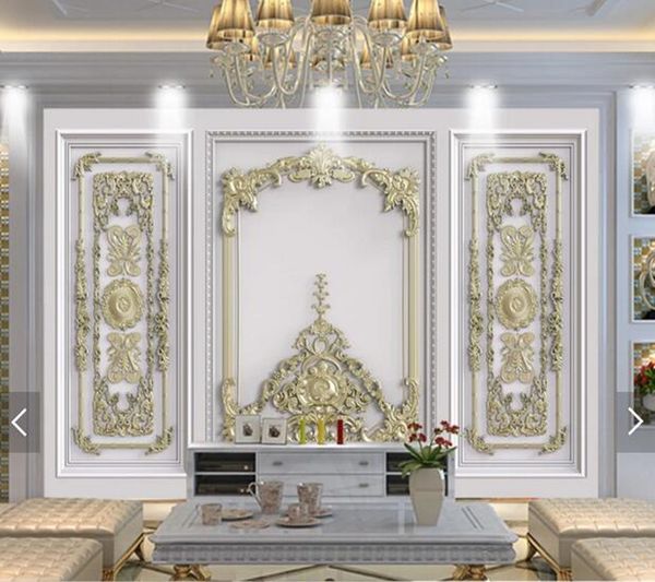 

custom papel de parede 3d, siding gold embossed flower murals for living room bedroom sofa background home decoration wallpaper