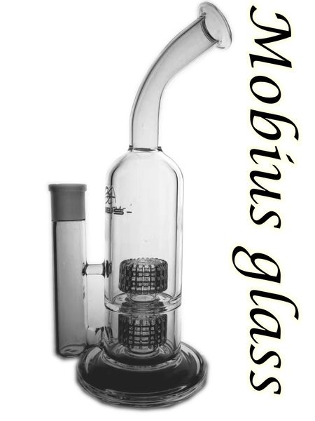 2024 Tiktok Hot Mobius Design Sidecar Стеклянная кальян кальян Bongs Dab Rig Double Stereo Matrix Perc Water Tip