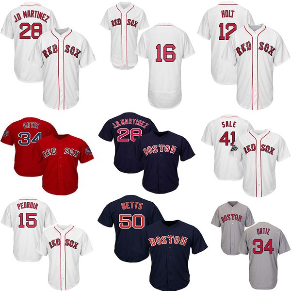 

2019 Red Sox Baseball Jersey 50 Mookie Betts 28 JD Martinez 34 David Ortiz 15 Dustin Pedroia 16 Andrew Benintendi 41 Chris Sale